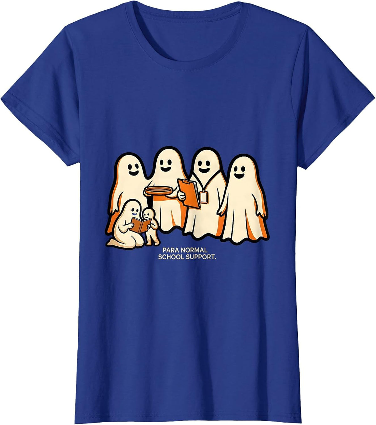 Women's Para Normal School Support Cartoon Paraeducator Halloween T-Shirt - Royal Blue