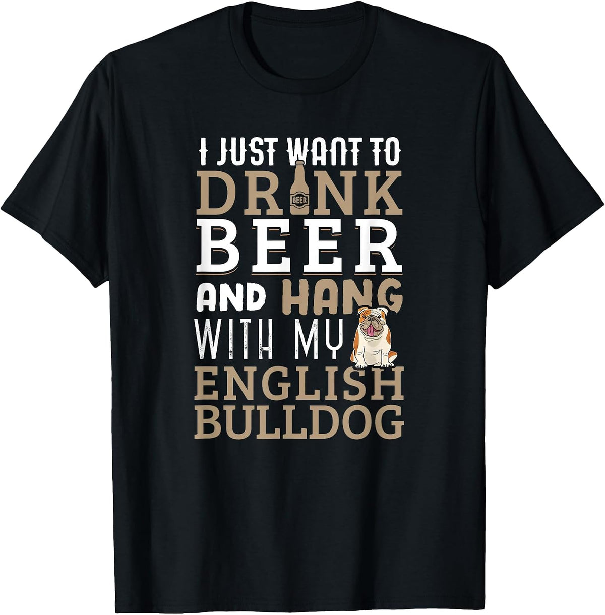 English Bulldog Dad T-Shirt Funny Dog Lovers & Beer T-Shirt - Black
