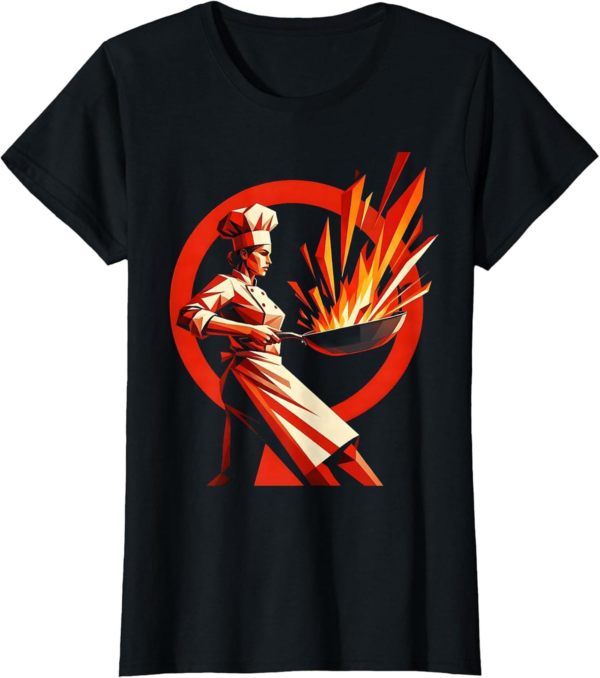 Labor Day Chef Flame Toss Graphic Design T-Shirt - Black