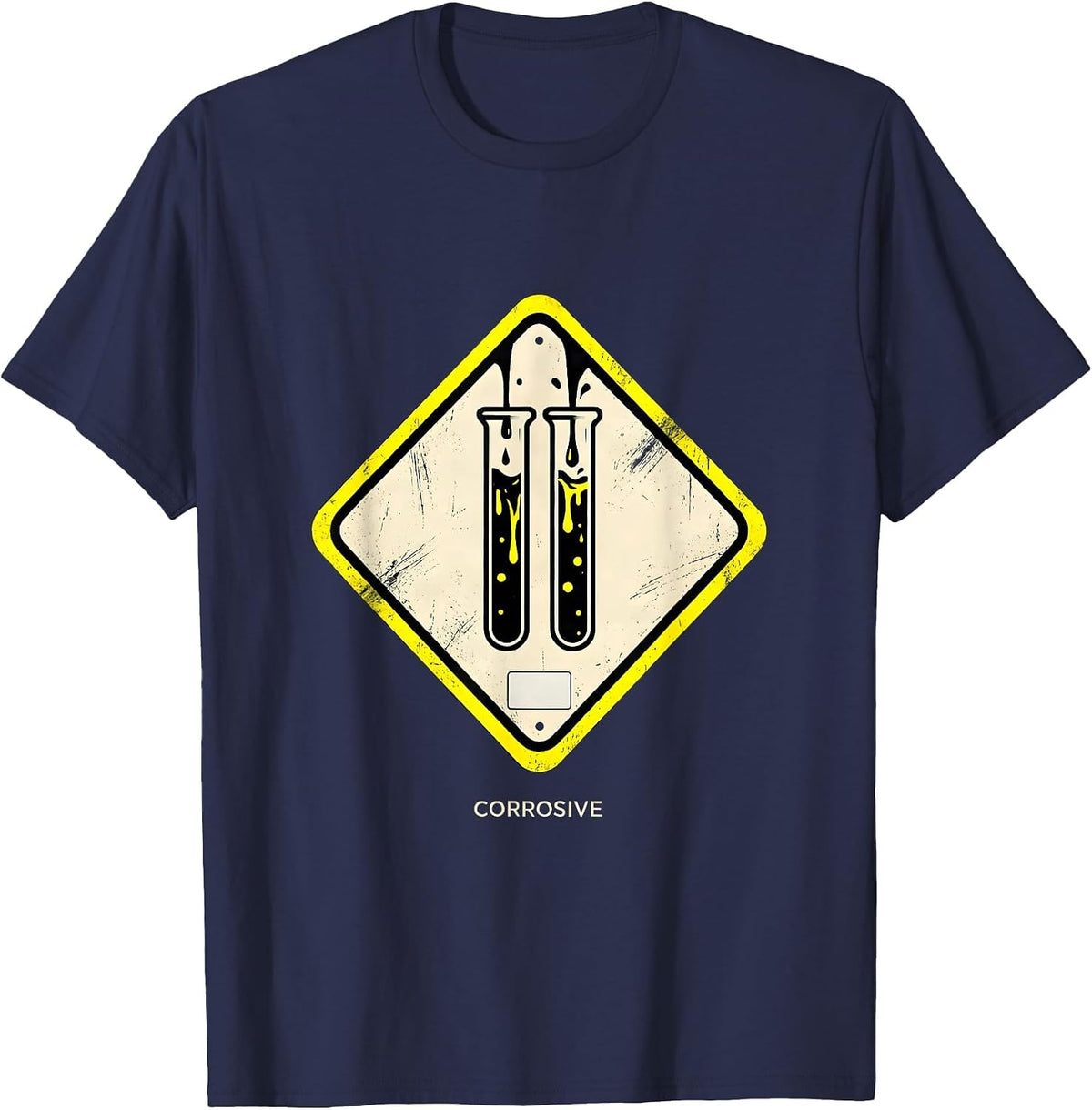 Men's Corrosive Science Nerd Lab Humor Teacher Gift T-Shirt - Navy Blue