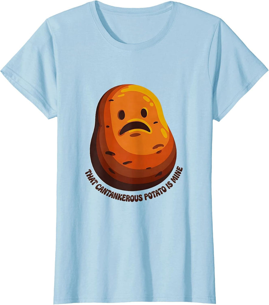 Women's That Cantankerous Potato Is Mine Retro 70s Funny Potato T-Shirt - Baby Blue