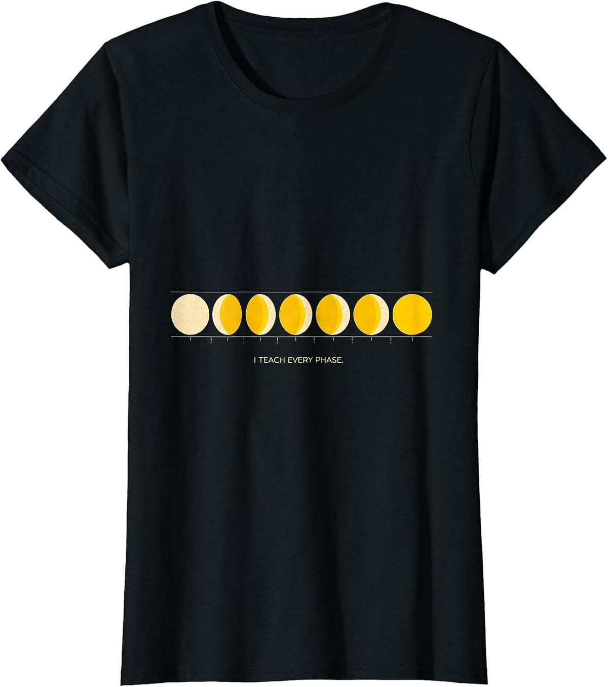 Women's I Teach Every Phase Geometric Science Teacher Moon Phase T-Shirt - Black