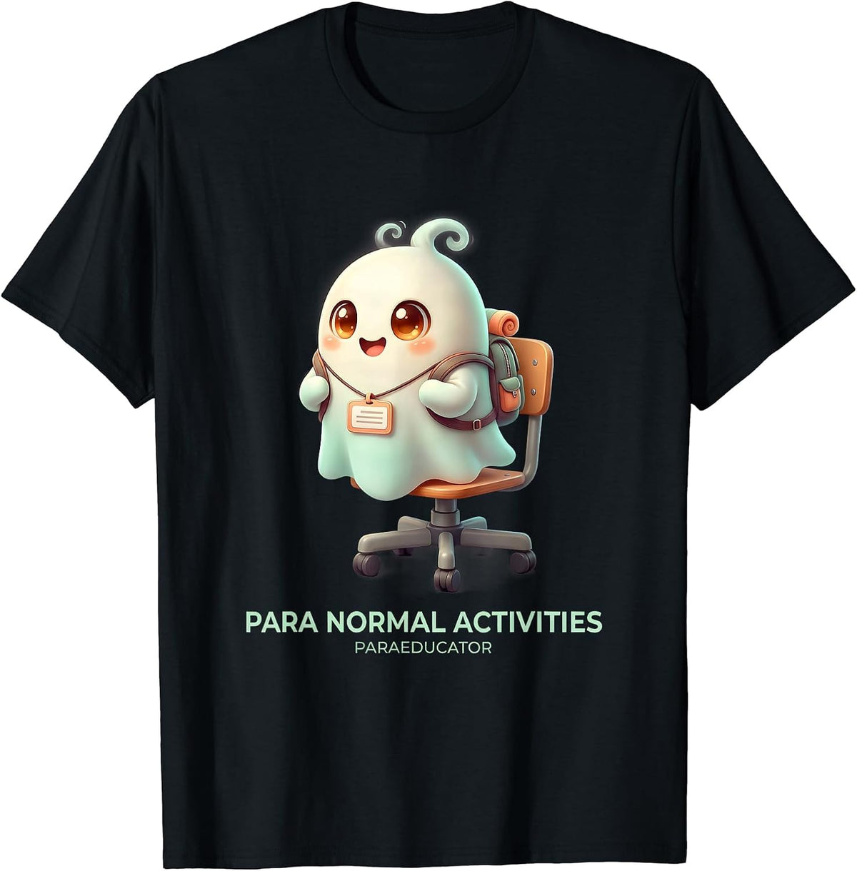 Men's Para Normal Activities Paraeducator Ghost Cute Halloween T-Shirt - Black