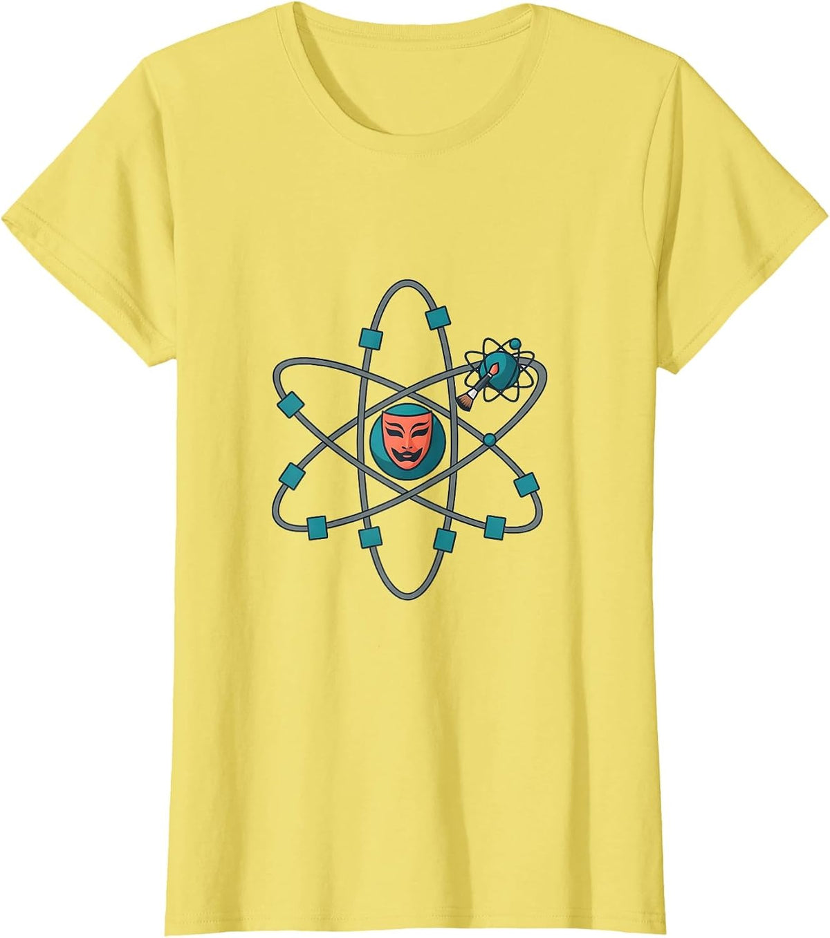 Atom Makeup Mask Science Nerd Humor Gift T-Shirt - Lemon Yellow