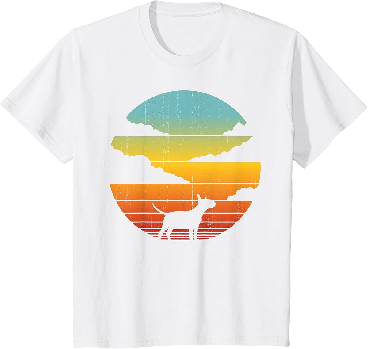 Bull Terrier Retro Vintage 60s 70s Sunset Dog Lovers Men T-Shirt - White