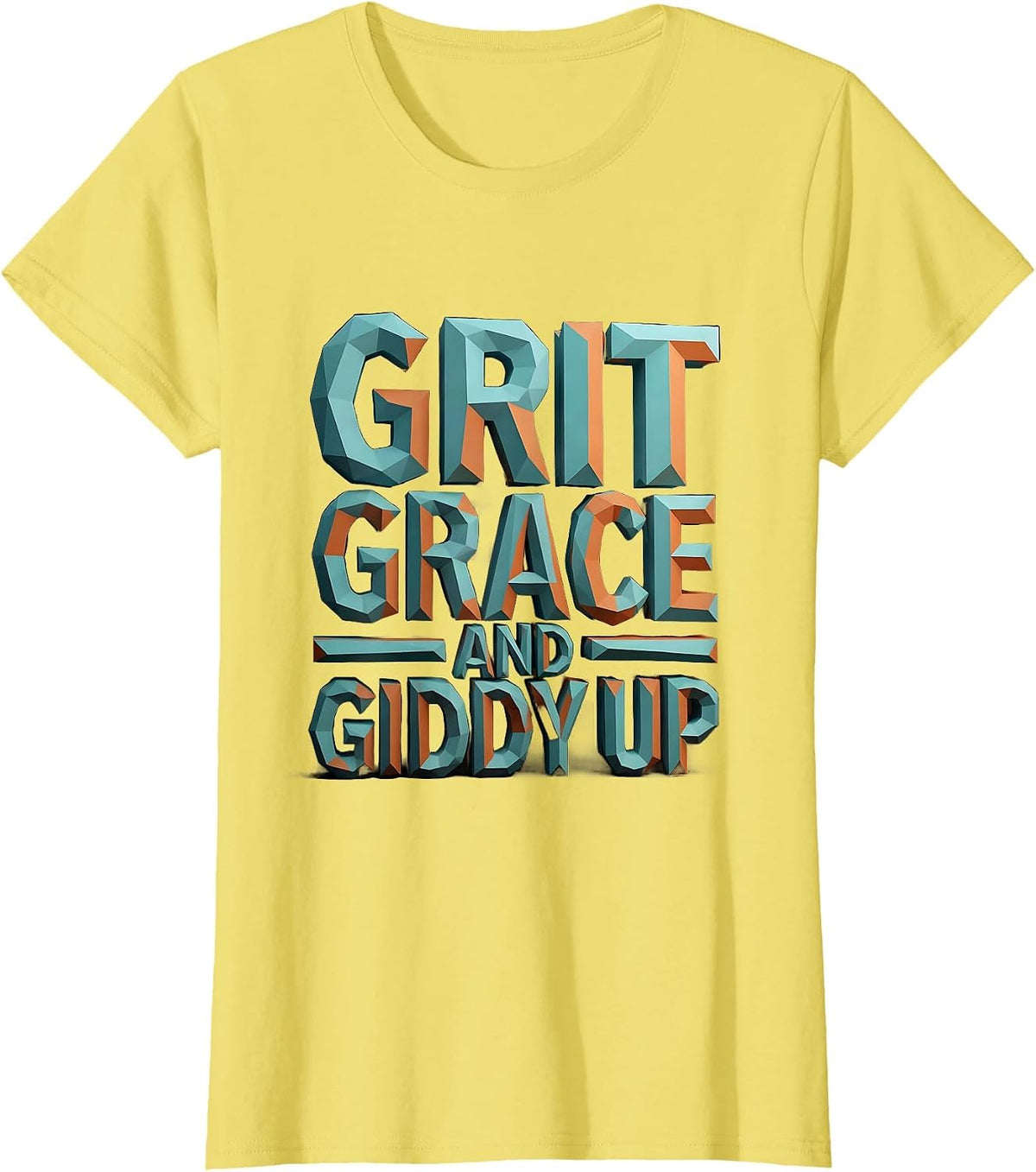 Grit Grace and Giddy Up Western Design T-Shirt - Lemon Yellow