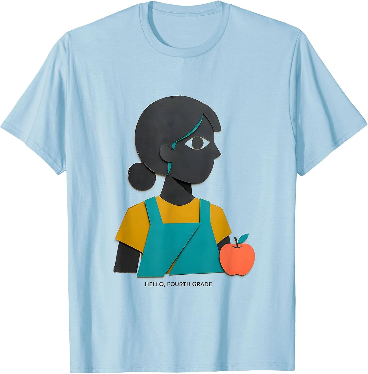 Men's Hello, Fourth Grade Midcentury Modern Back To School Girl T-Shirt - Baby Blue