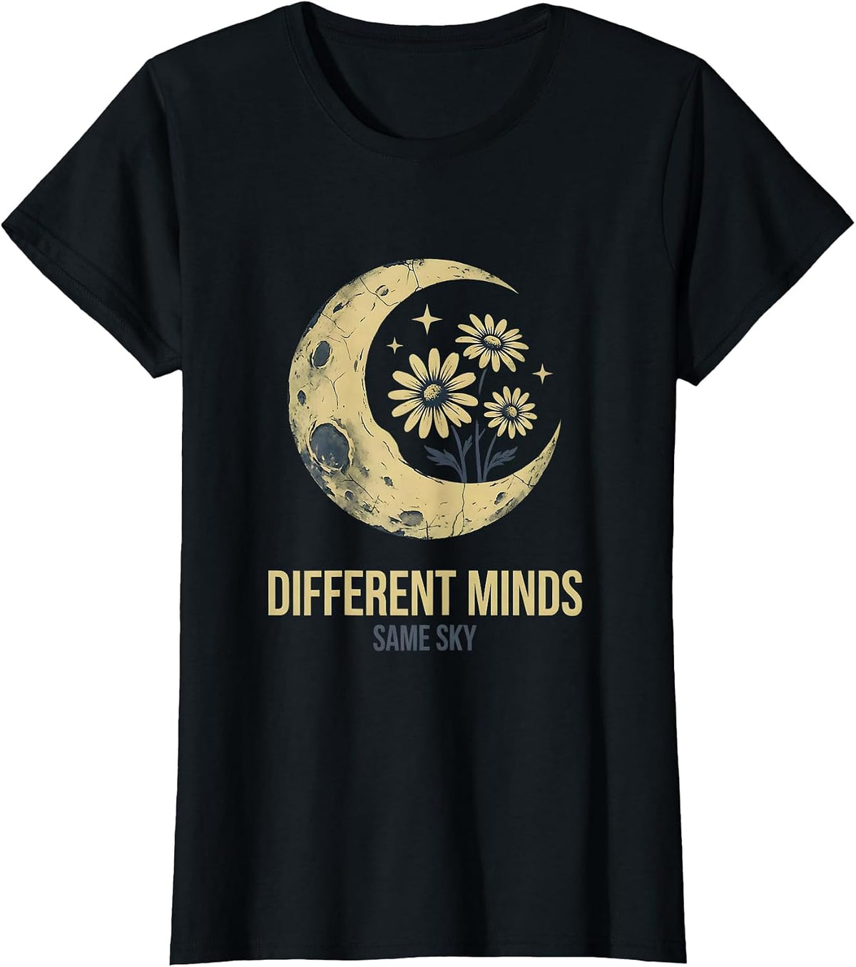 Different Minds Same Sky Boho Celestial Special Education T-Shirt - Black