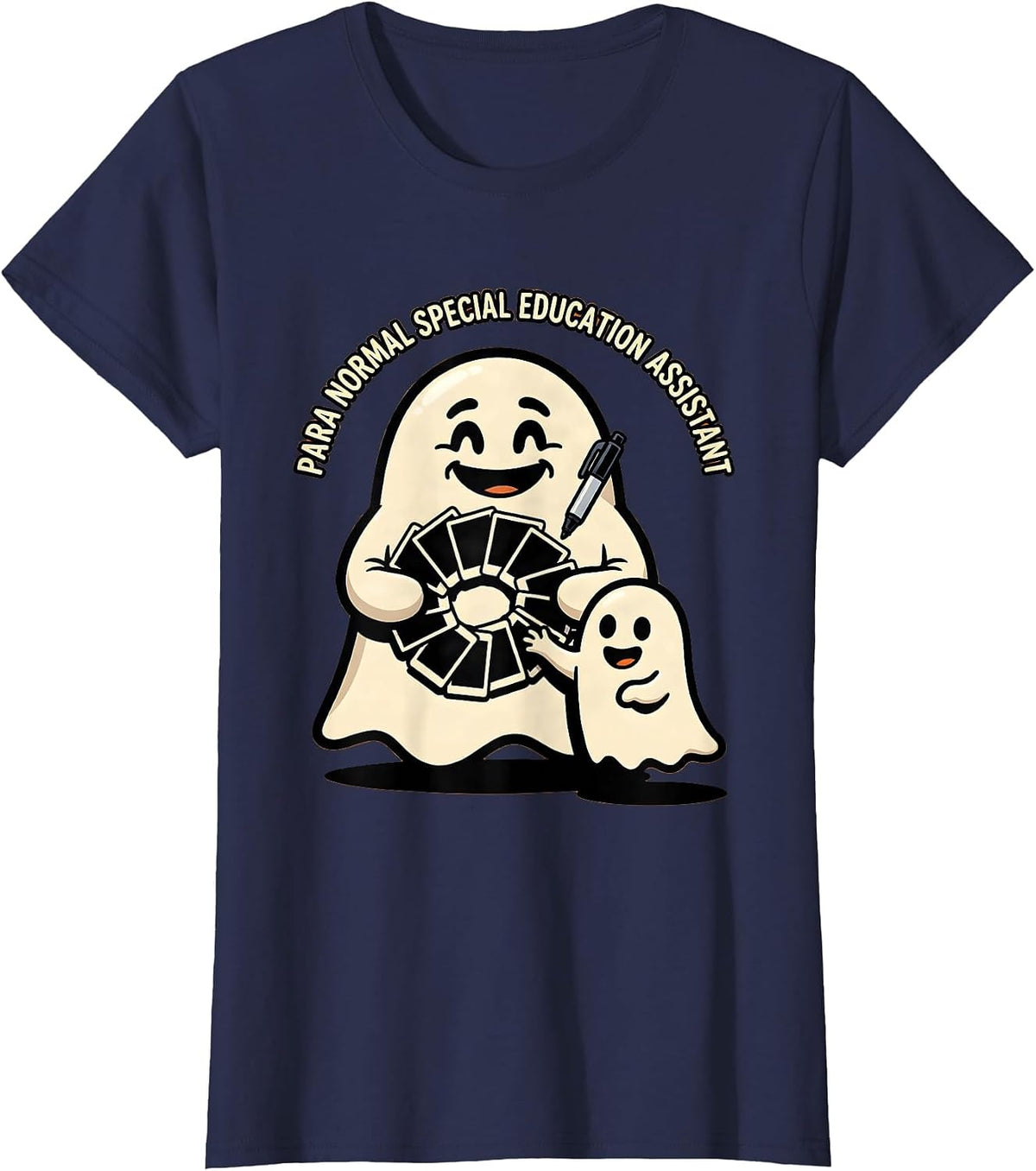 Women's Para Normal Special Education Assistant Ghost T-Shirt - Navy Blue