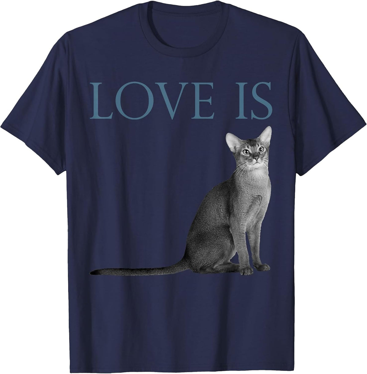 Love is Abyssinian Cat T-Shirt - Navy Blue