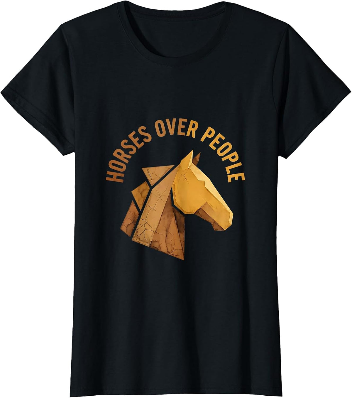 Horses Over People Equestrian Lover Design T-Shirt - Black