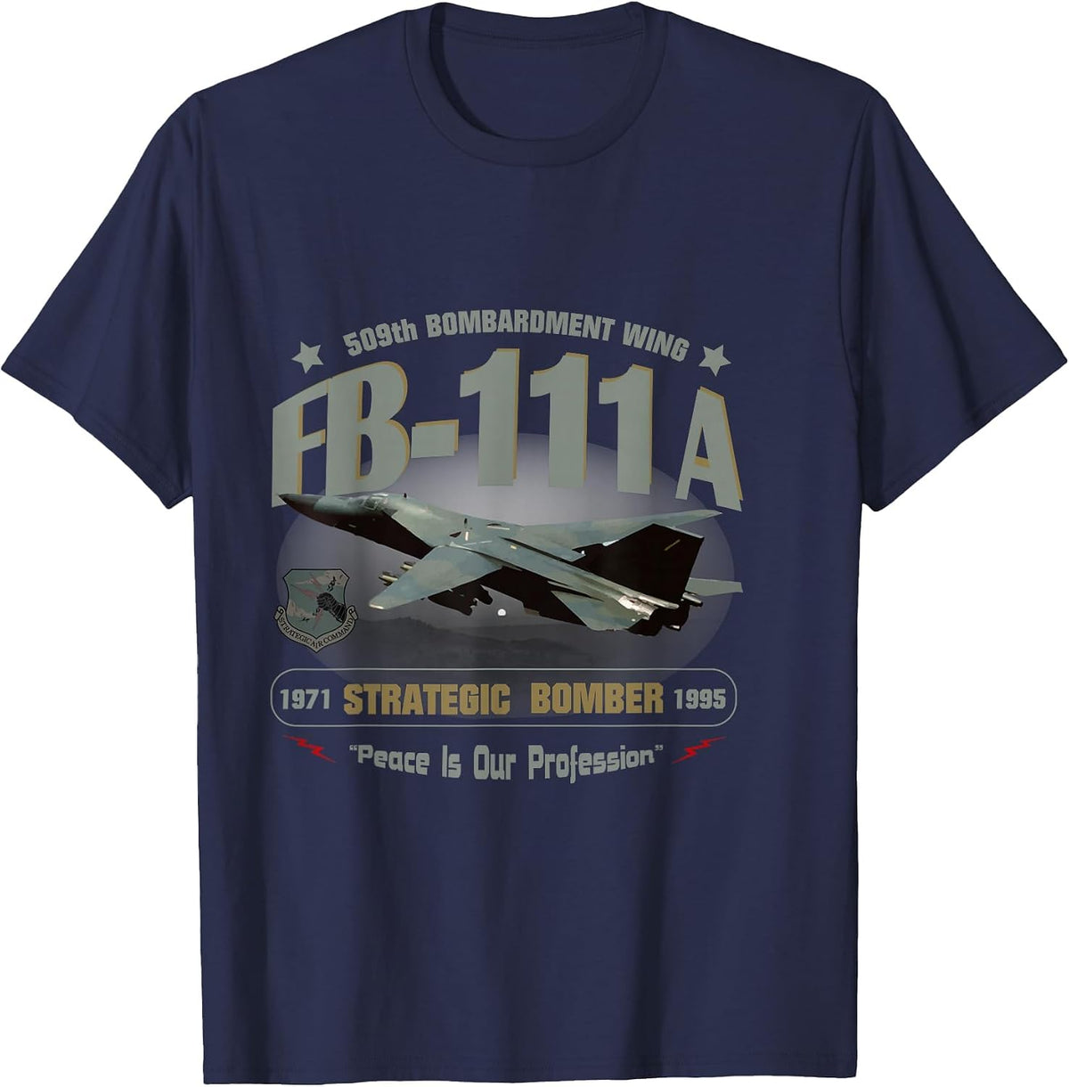 FB-111A 509th Bombardment Wing-Pease AFB T-Shirt - Navy Blue