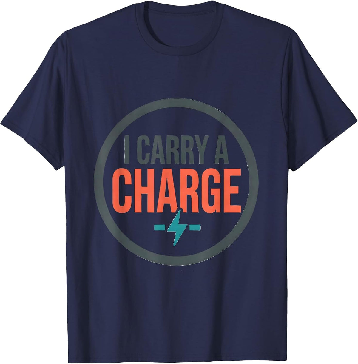 I Carry A Charge Funny Science Nerd Periodic Table Pun T-Shirt - Navy Blue