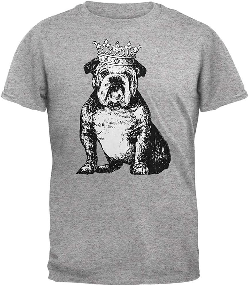 Animal World Bulldog Crown Heather Grey Adult T-Shirt - Small - As Pictured