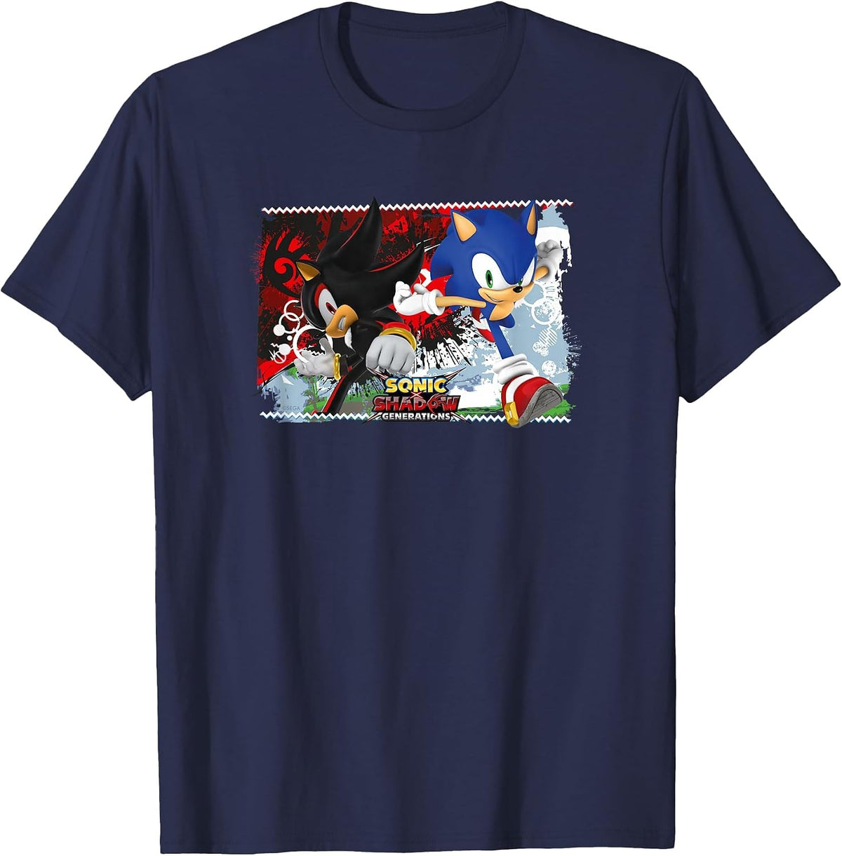 Sonic the Hedgehog, Sonic X Shadow Generations - Split T-Shirt - Navy Blue