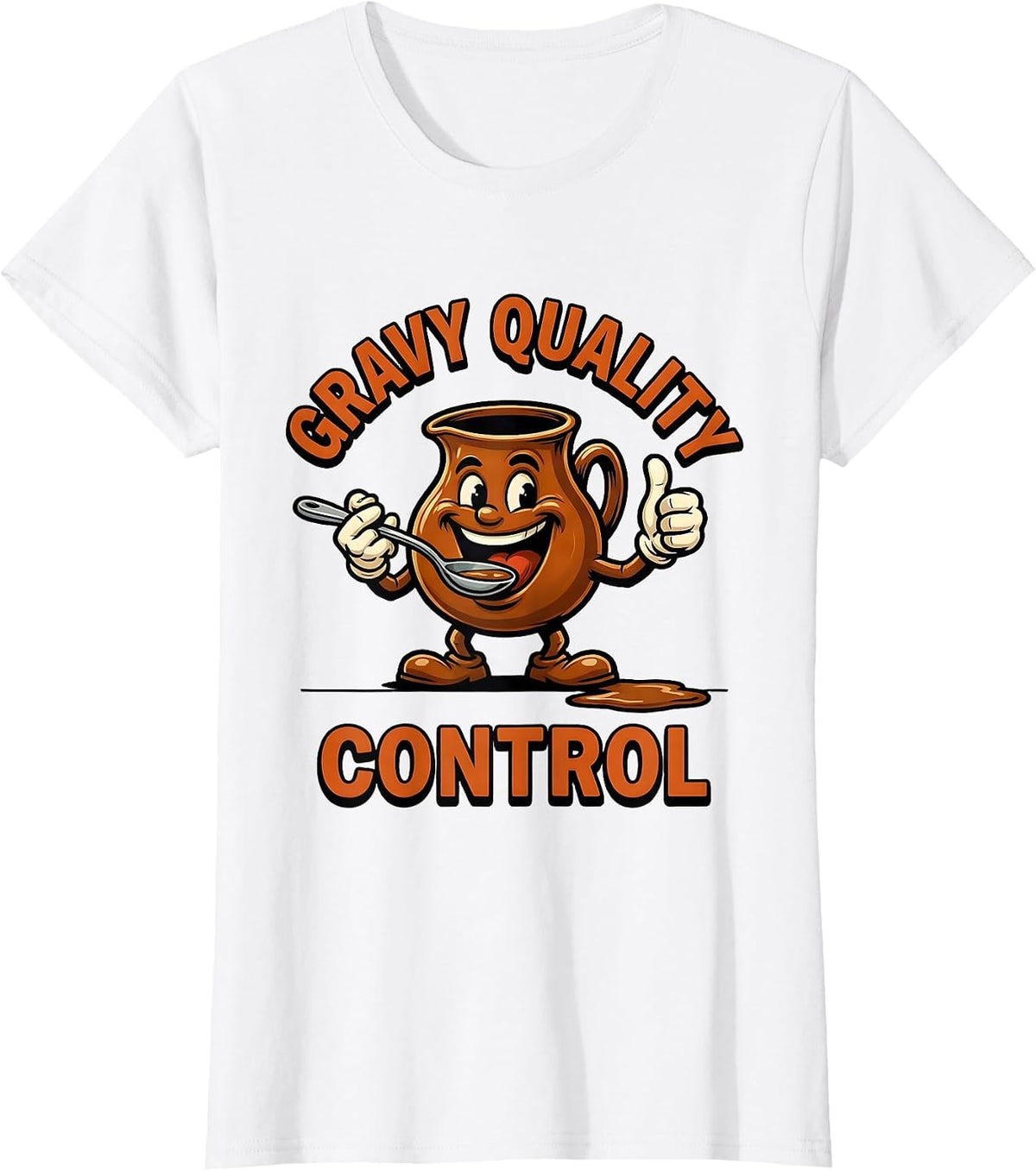 Gravy Quality Control Funny Thanksgiving Dinner Food Humor T-Shirt - White