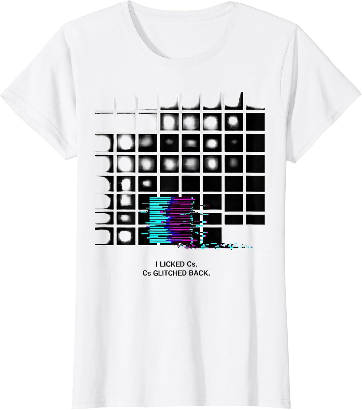 Women's I Licked Cs. Cs Glitched Back Funny Periodic Table Science T-Shirt - White