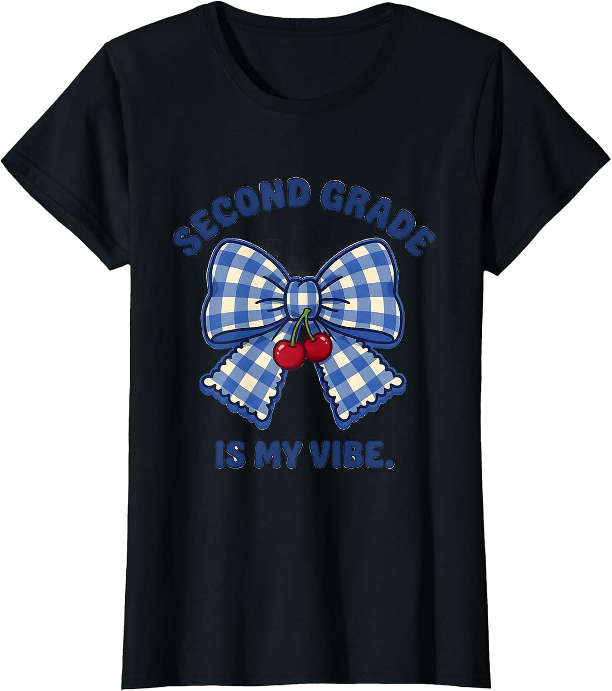 Second Grade Is My Vibe Cute Coquette Bow Back to School T-Shirt - Black