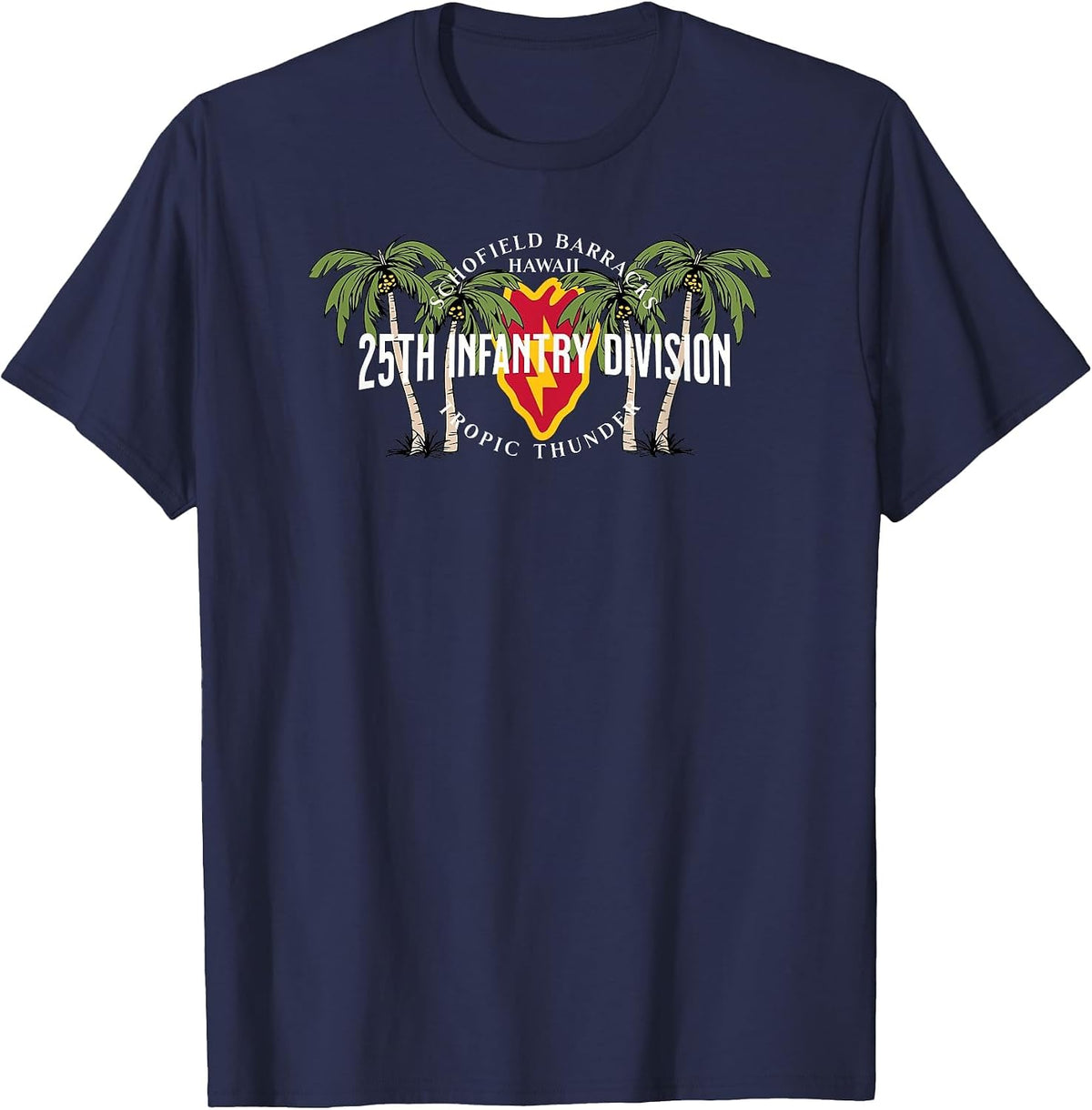 25th Infantry Division Schofield Barracks Tropic Thunder Vet T-Shirt - Navy Blue