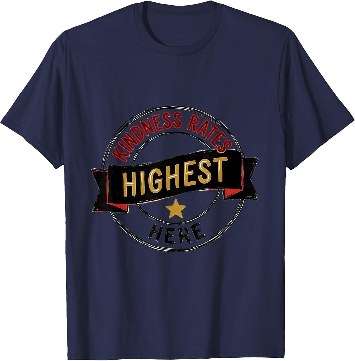 Men's Kindness Rates Highest Here Retro Teacher Kids School T-Shirt - Navy Blue