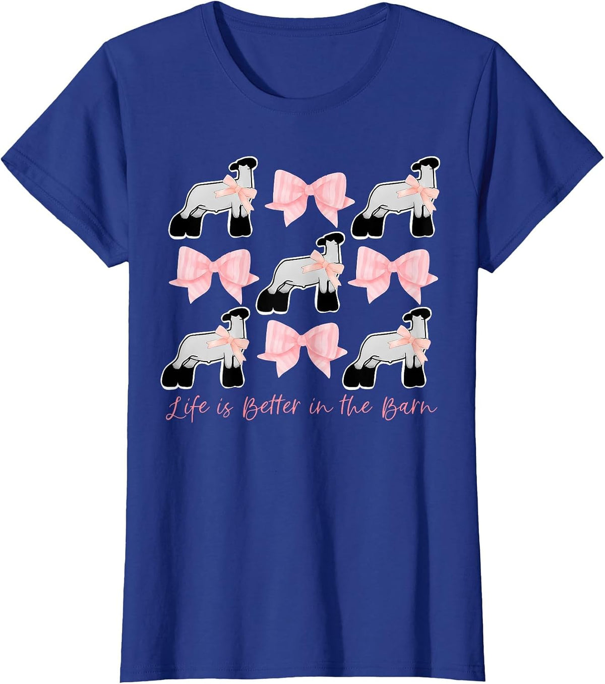 Coquette Bow Show Lamb Breeder Stock Show Mom Livestock T-Shirt - Royal Blue