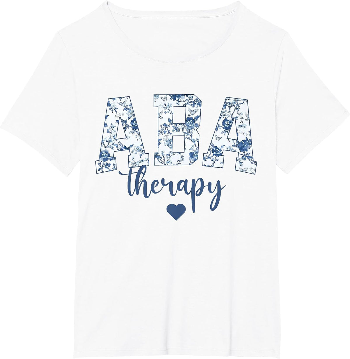 ABA Therapy Floral Blue Wildflower RBT Behavior Therapist T-Shirt - White