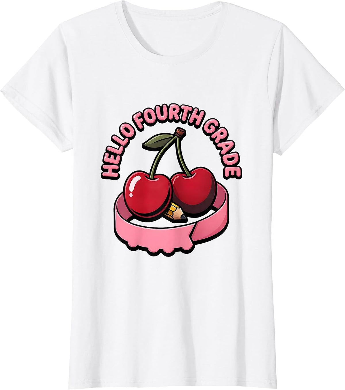 Hello Fourth Grade Cute Coquette Bow Back to School T-Shirt - White
