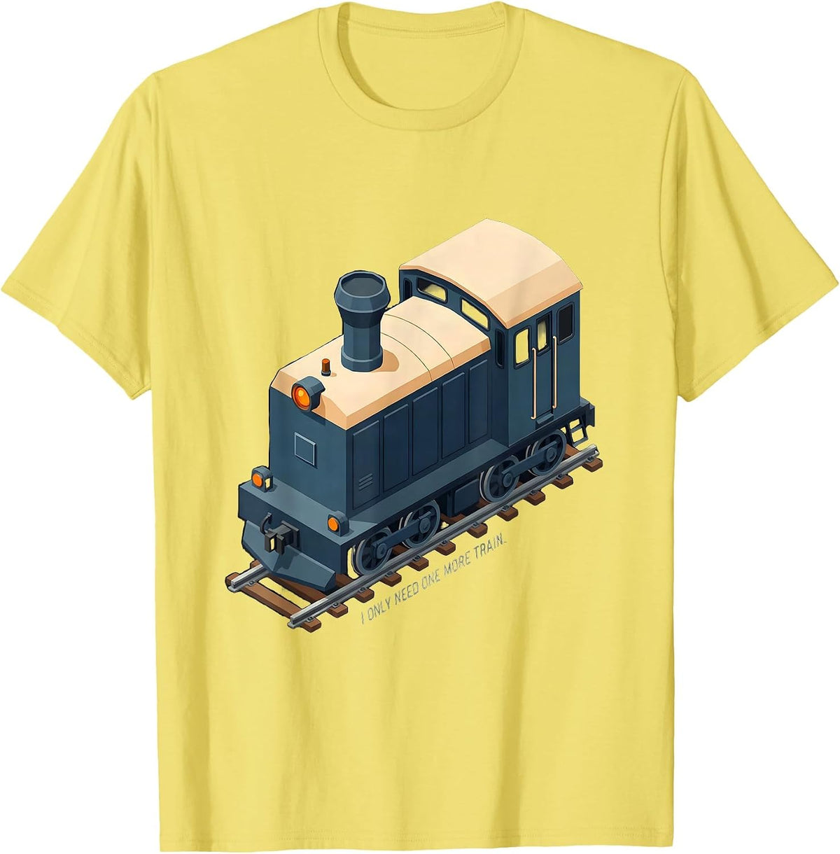 Men's I Only Need One More Train Funny Train Enthusiast Model T-Shirt - Lemon Yellow