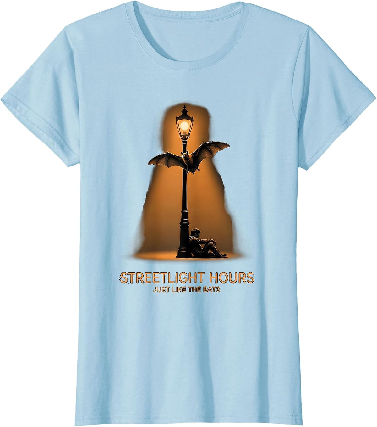 Streetlight Hours, Just Like The Bats Funny Bat Lover T-Shirt - Baby Blue