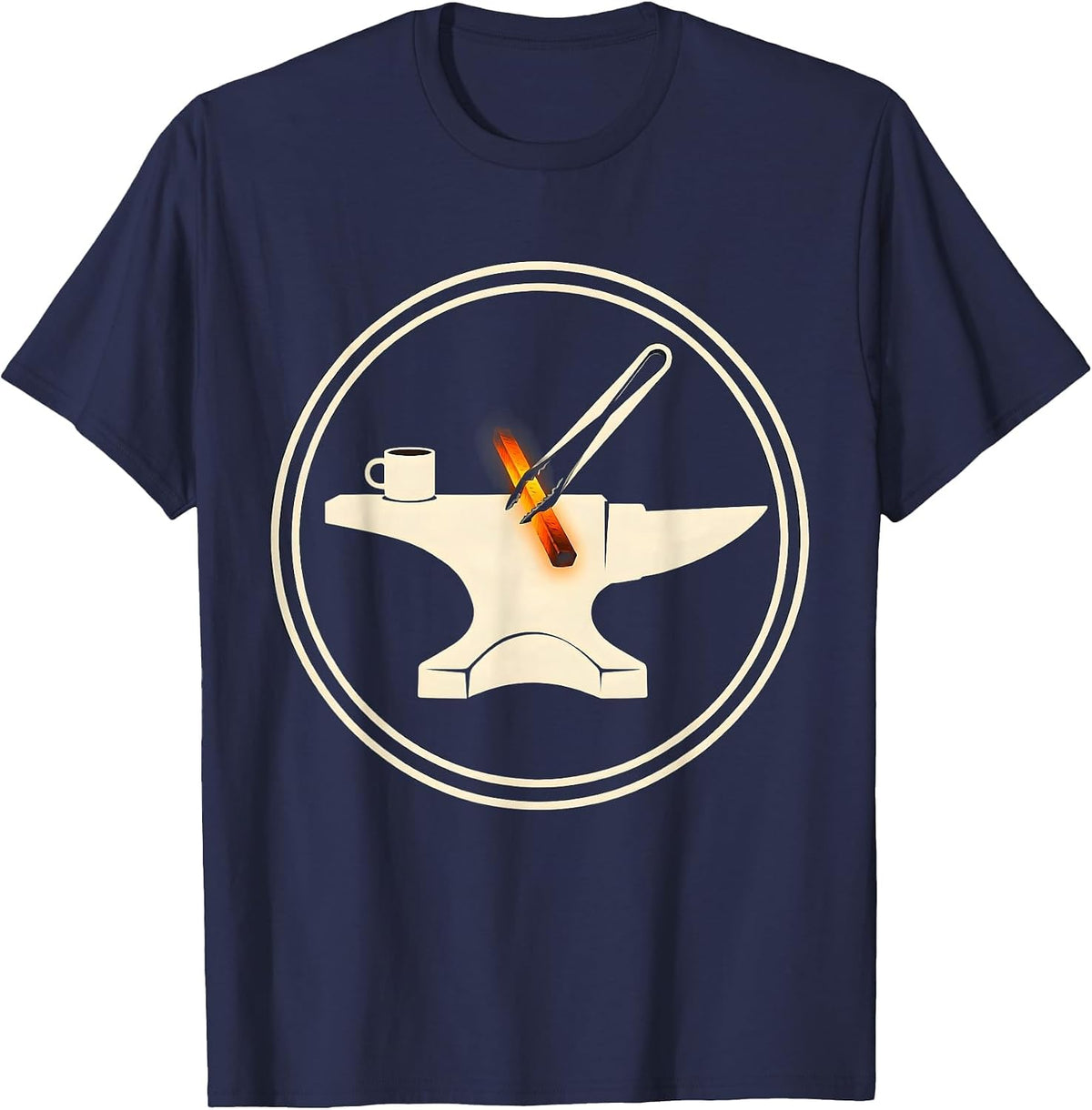 Men's Sealed Forge Badge Blacksmith Metalworker Gift T-Shirt - Navy Blue