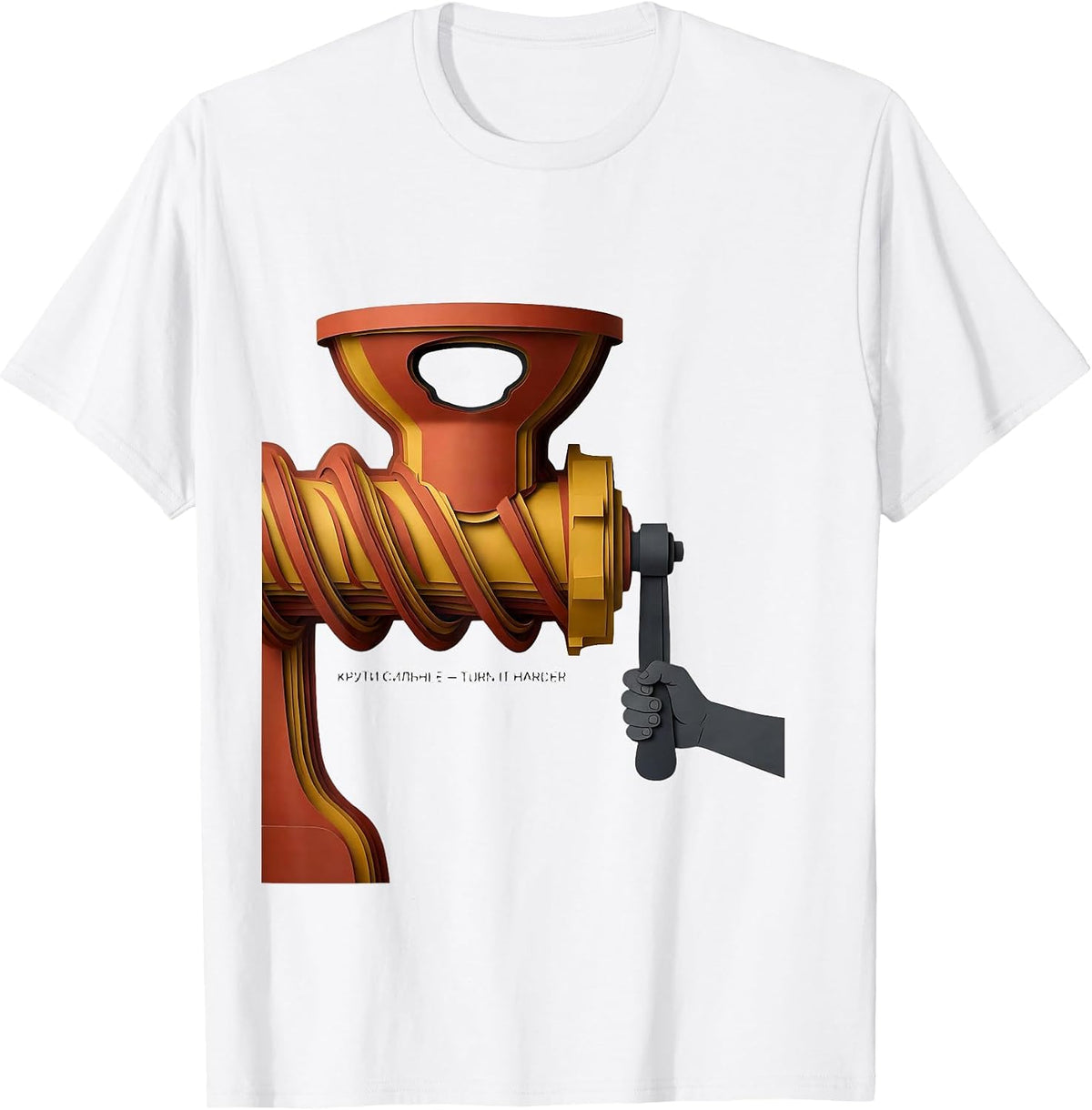 Men's Крути сильнее — Turn It Harder Funny Soviet-Era Russian T-Shirt - White