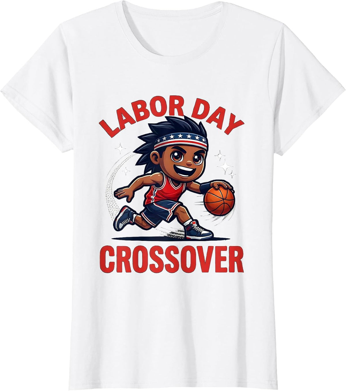 LABOR DAY CROSSOVER Funny Basketball Player Labor Day T-Shirt - White