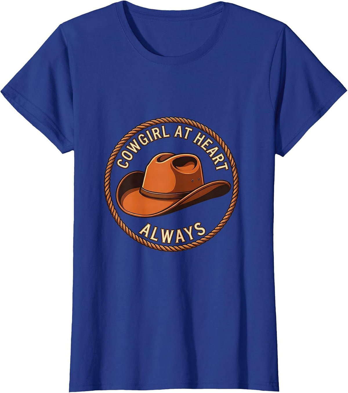 Women's Cowgirl At Heart Always Western Design T-Shirt - Royal Blue