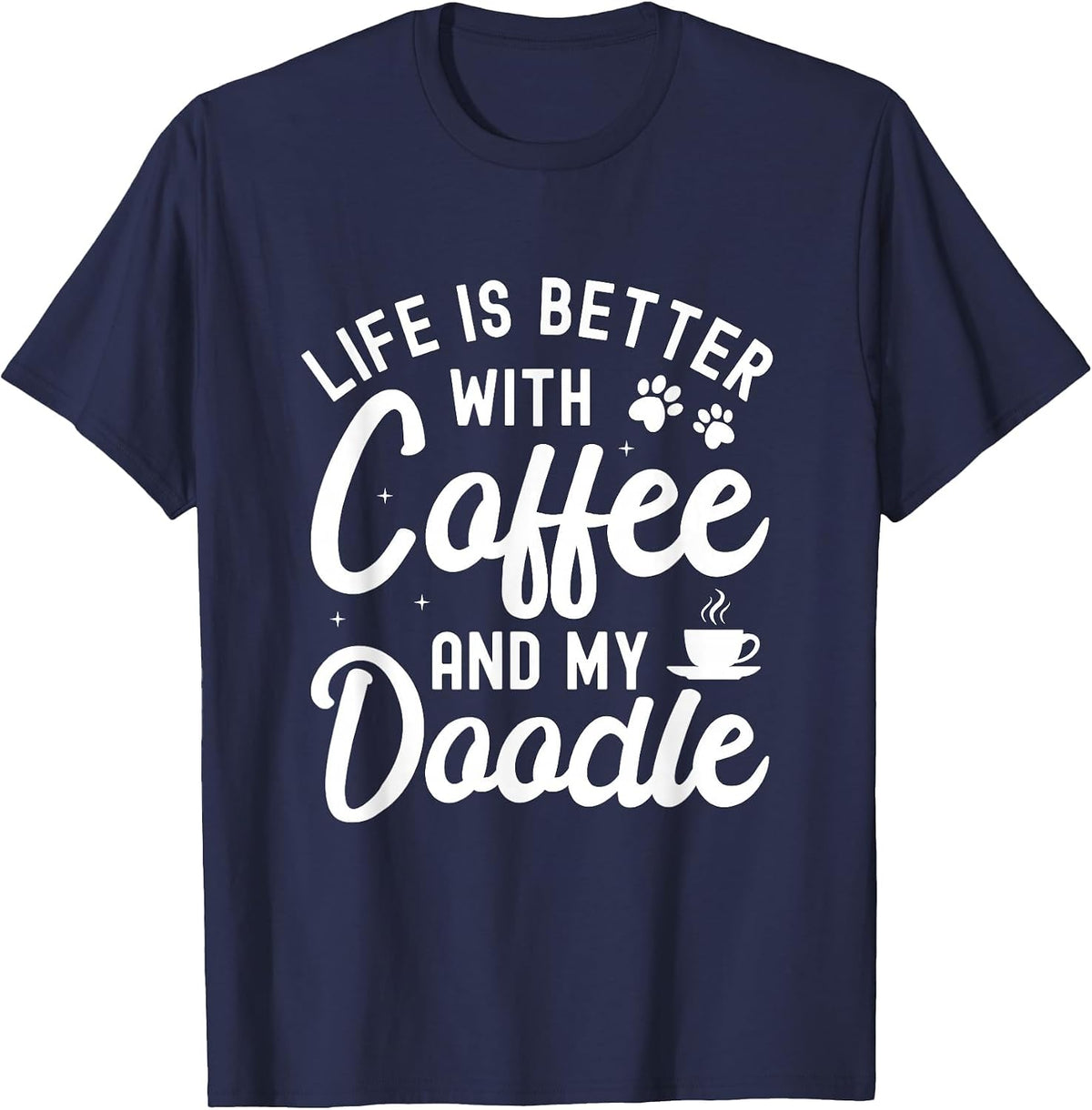 Goldendoodle Dog Owner Coffee Lover White Golden Doodle T-Shirt - Navy Blue