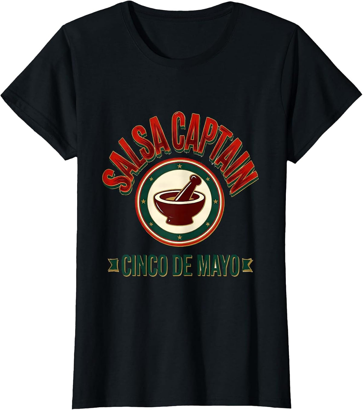 Salsa Captain Cinco de Mayo Mexican Party Humor T-Shirt - Black