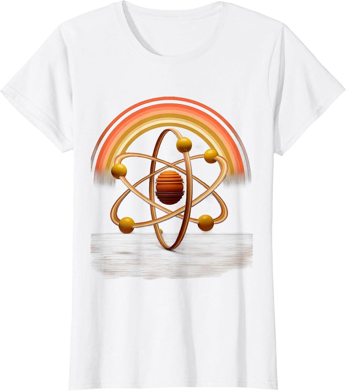 Science Teacher Atom Model Desk Illustration T-Shirt - White