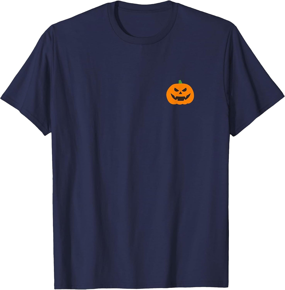 Pumpkin Halloween Subtle Jack O Lantern Minimal Trick Treat T-Shirt - Navy Blue