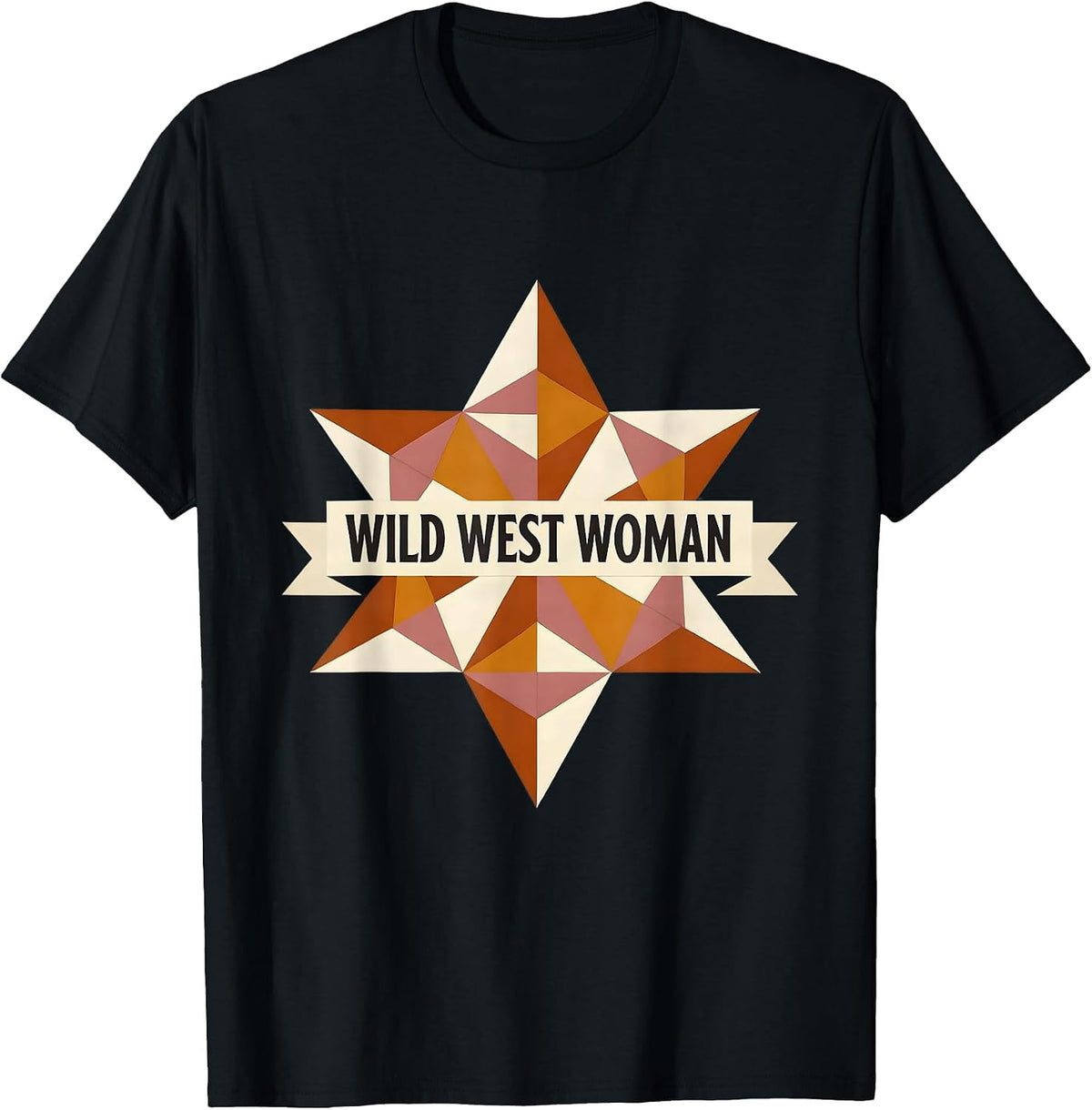 Men's Wild West Woman Cowboy Graphic Design T-Shirt - Black