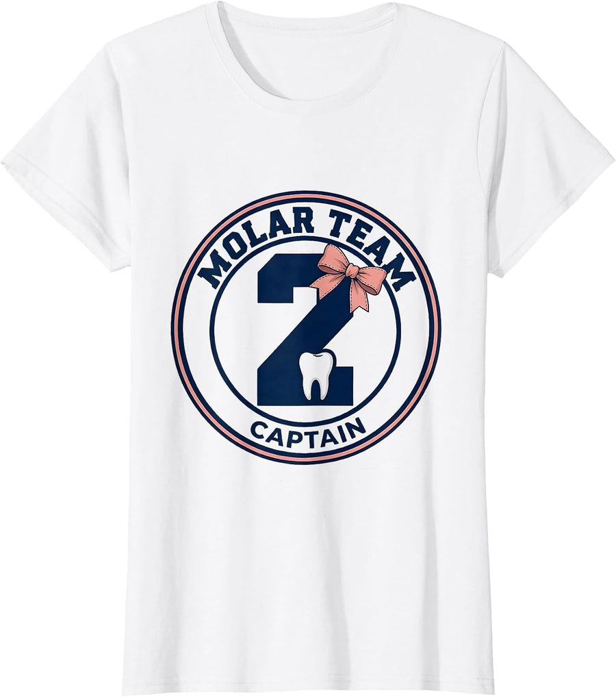 Women's Molar Team Captain Funny Dental Hygienist Dental Assistant T-Shirt - White