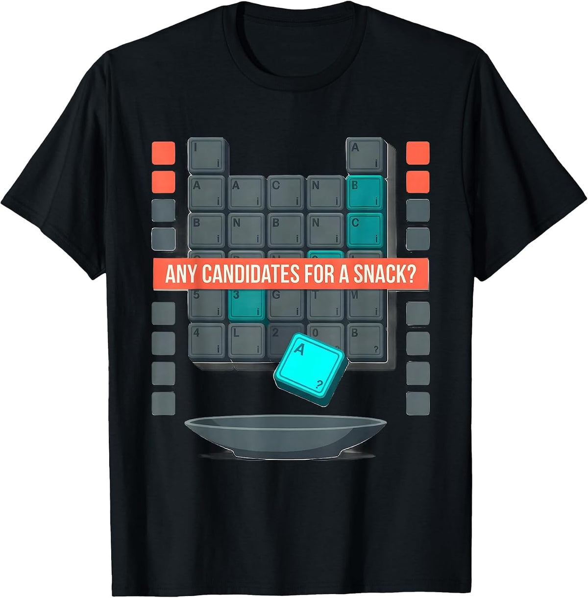 Men's Any Candidates For A Snack? Funny Periodic Table Science T-Shirt - Black