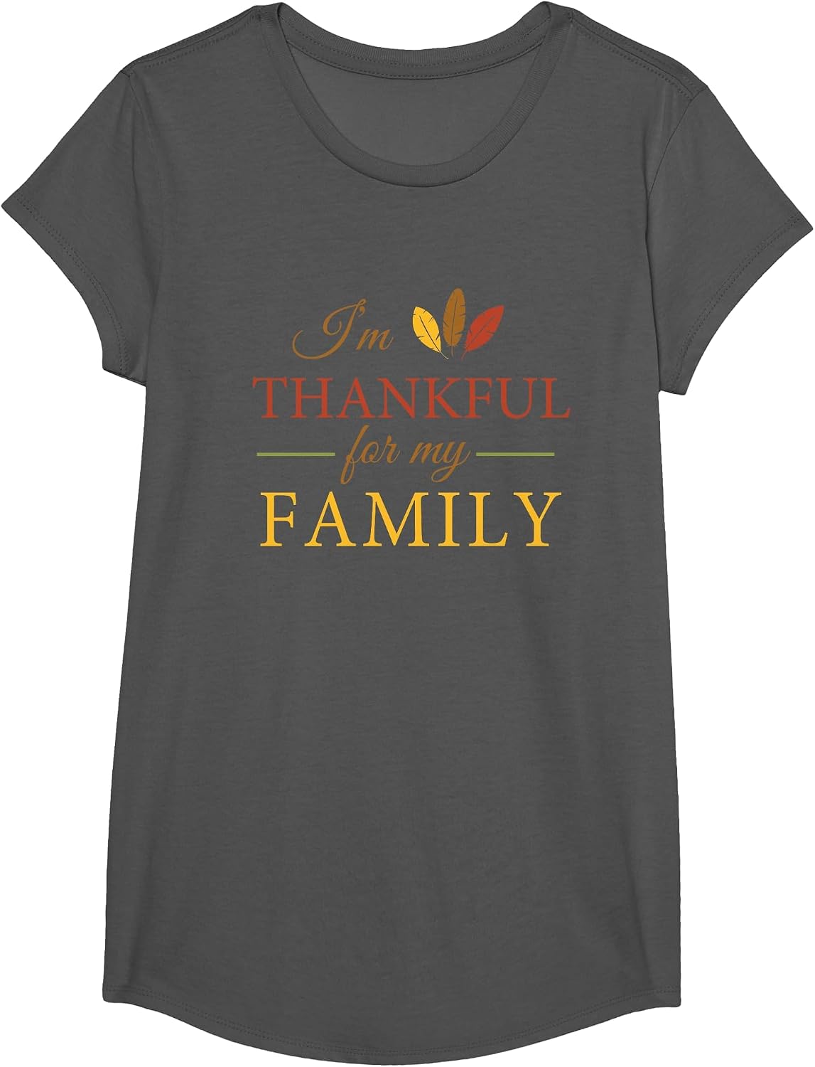 I'm Thankful for My Family Thanksgiving T-Shirt T-Shirt - Girls Asphalt Grey