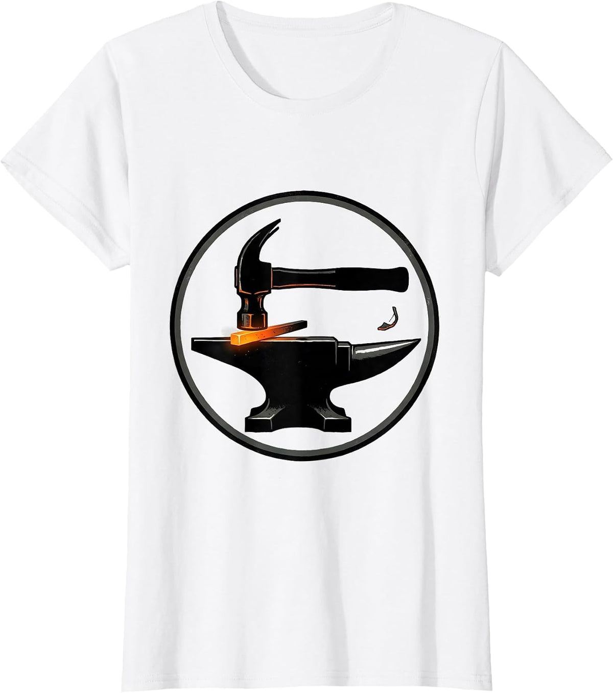 Women's Sealed Hammer Anvil Screenprint Blacksmith Humor T-Shirt - White