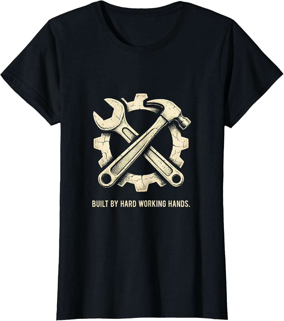Women's Built by Hard Working Hands Labor Day Design T-Shirt - Black