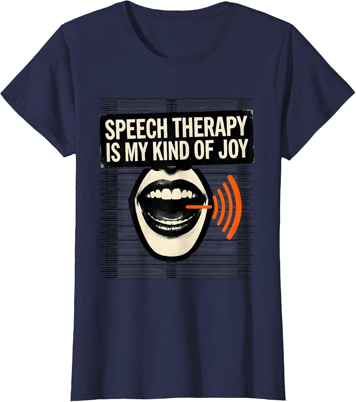 Women's Speech Therapy Is My Kind of Joy Stencil Nurse Healthcare T-Shirt - Navy Blue
