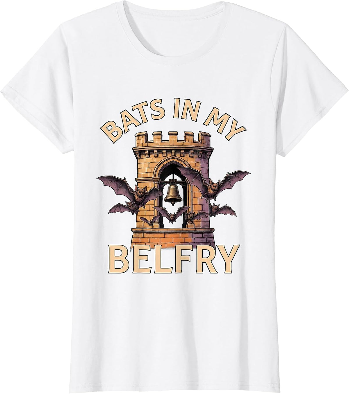 Bats In My Belfry Spooky Season Design T-Shirt - White