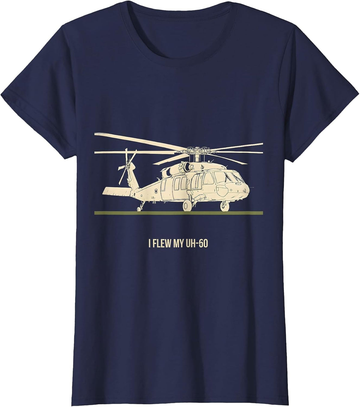 Women's I Flew My UH-60 Military Helicopter Pilot Aviation Veteran T-Shirt - Navy Blue