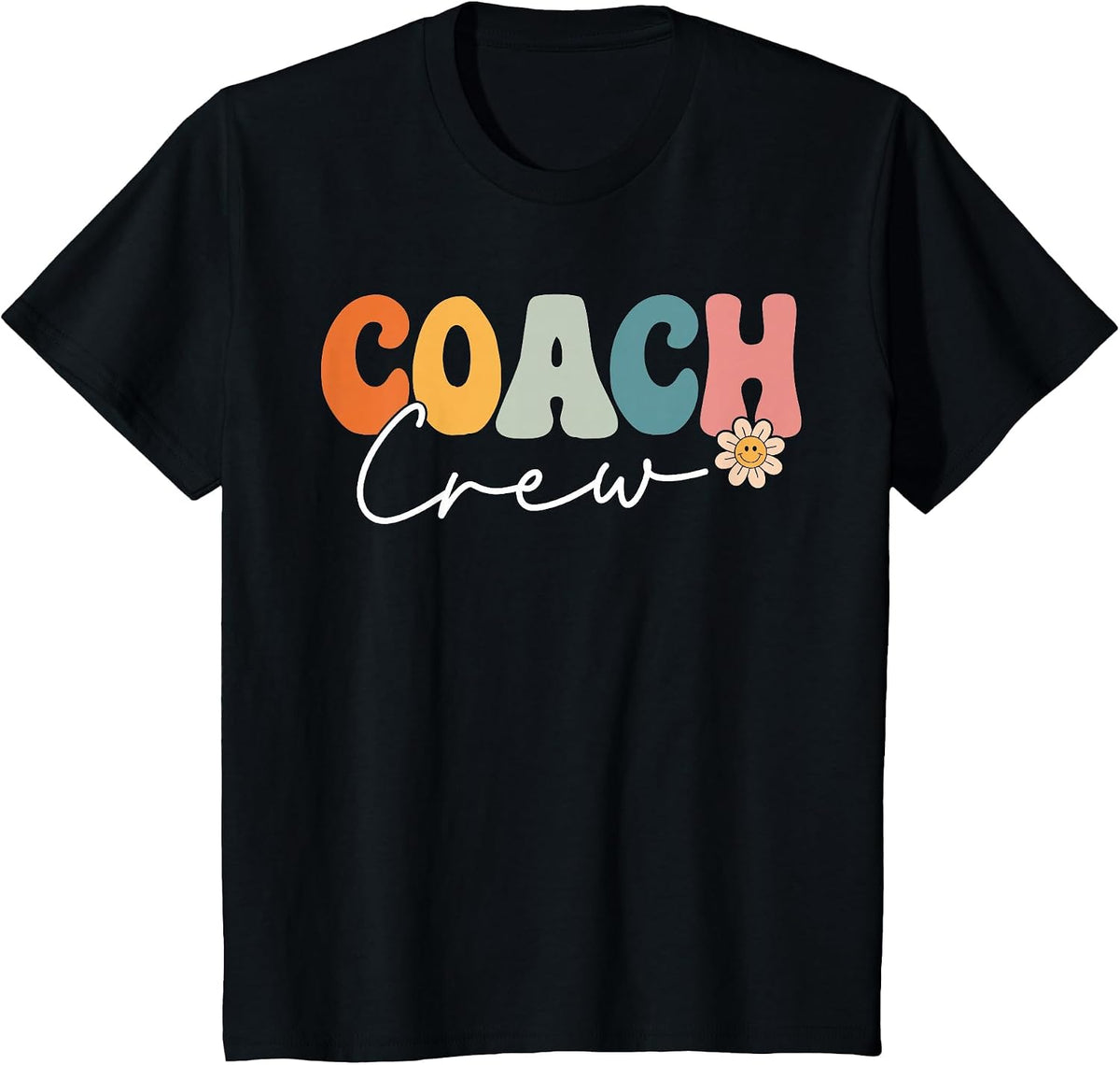 Coach Crew Team Retro Groovy Vintage First Day of School T-Shirt - Black