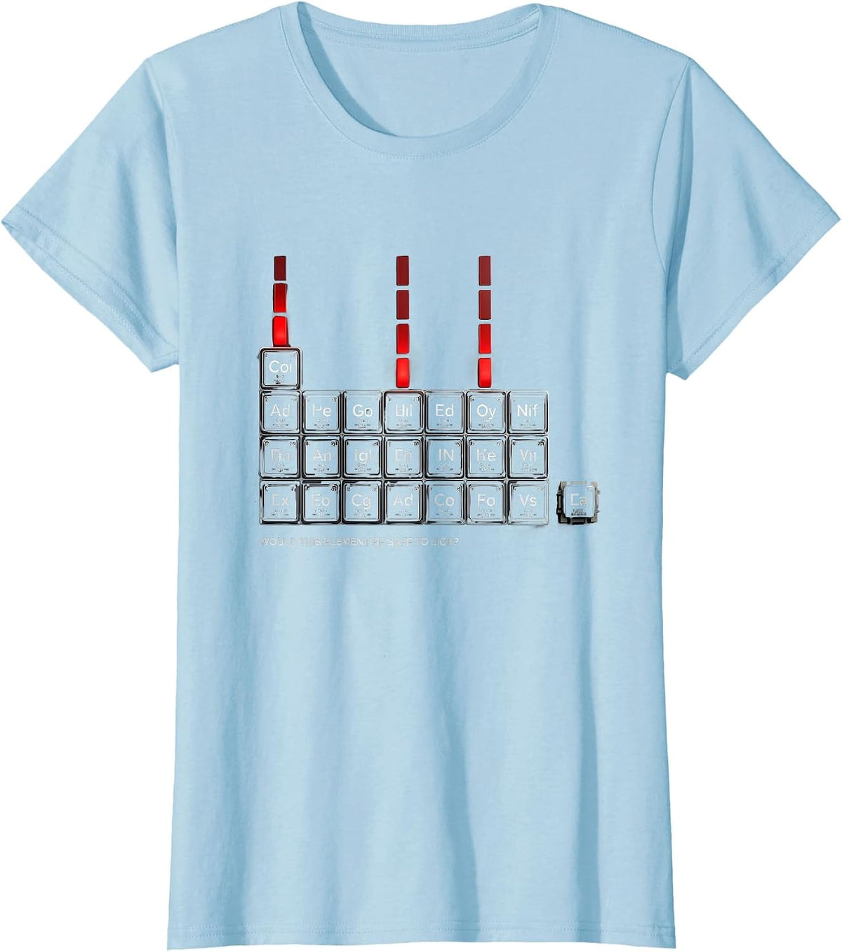 Would This Element Be Safe To Lick Funny Periodic Table T-Shirt - Baby Blue