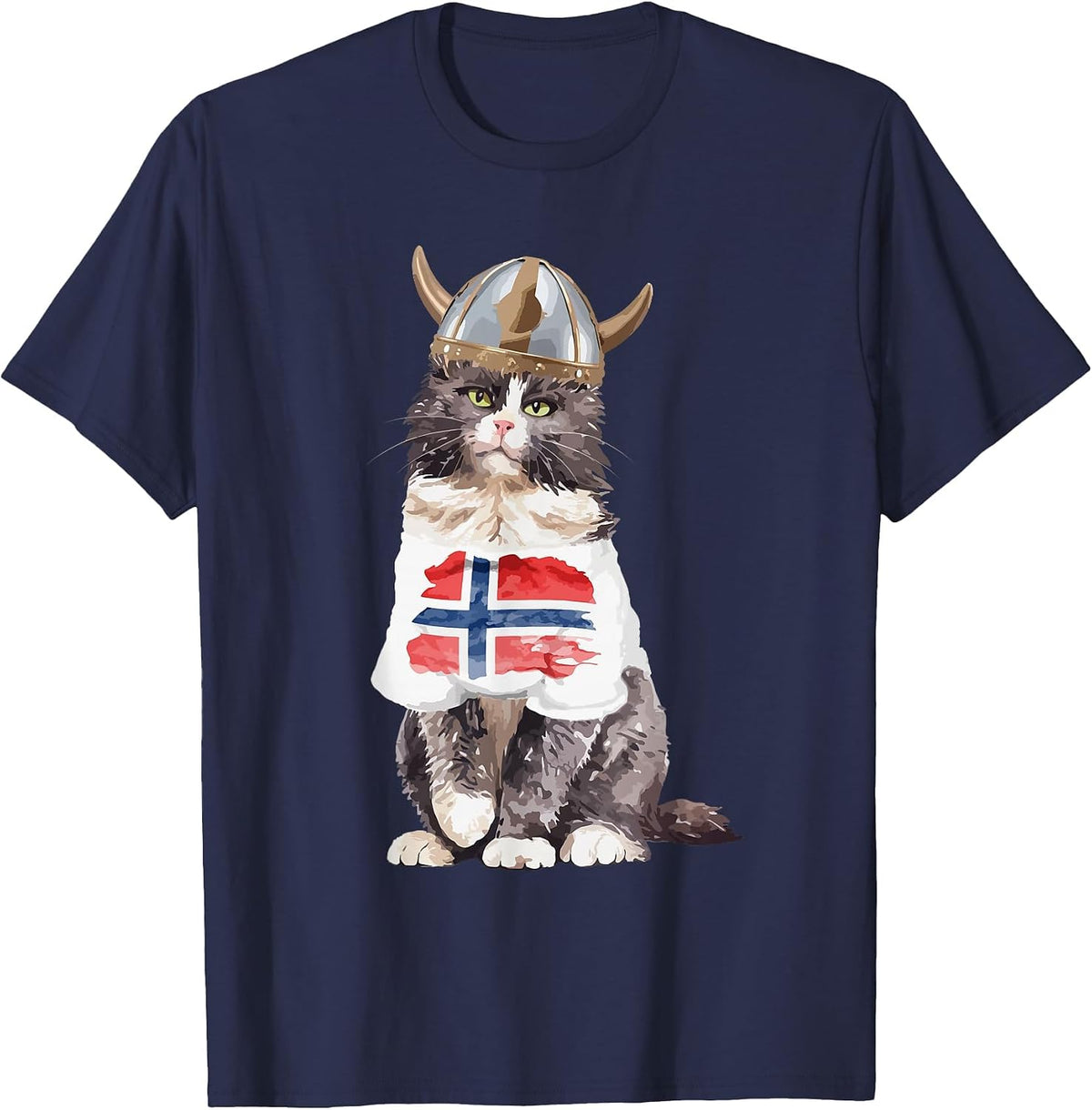 Norwegian Forest Cat Norway Flag T-Shirt - Navy Blue