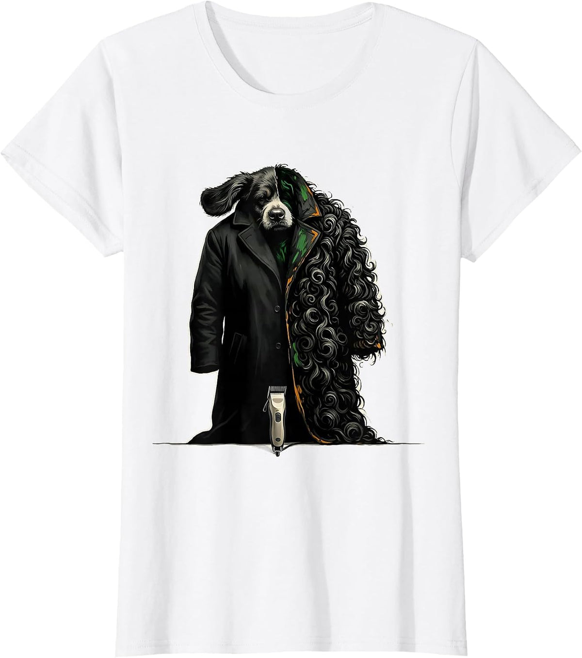 Sheepadoodle Coat Polish Poster Conceptual Dog Lover Humor T-Shirt - White